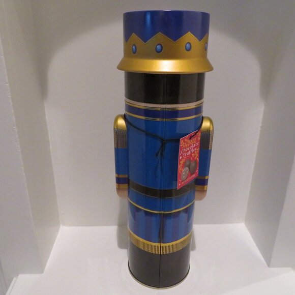 Christmas Blue Nutcracker Tin Can Silver Crane Co. Keepsake Gift Empty Container - Picture 6 of 13
